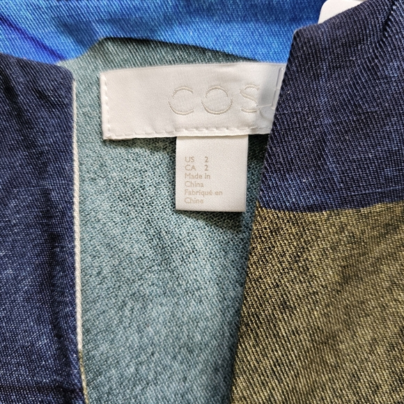 COS Abstract Printed Linen Lyocell Dress W/t Pocket Wrap Tie Front Sz 2 - 19"ptp - Picture 13 of 14